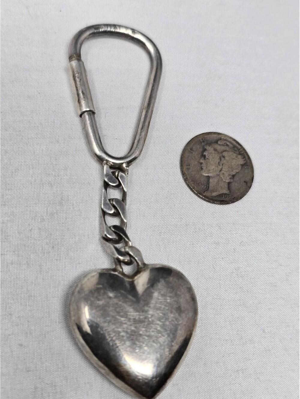 Sterling Silver Heart Keychain 925 Italy Carabiner 14.1g